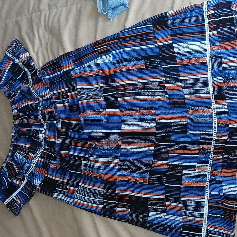 She + Sky Striped Blue and Orange Dress